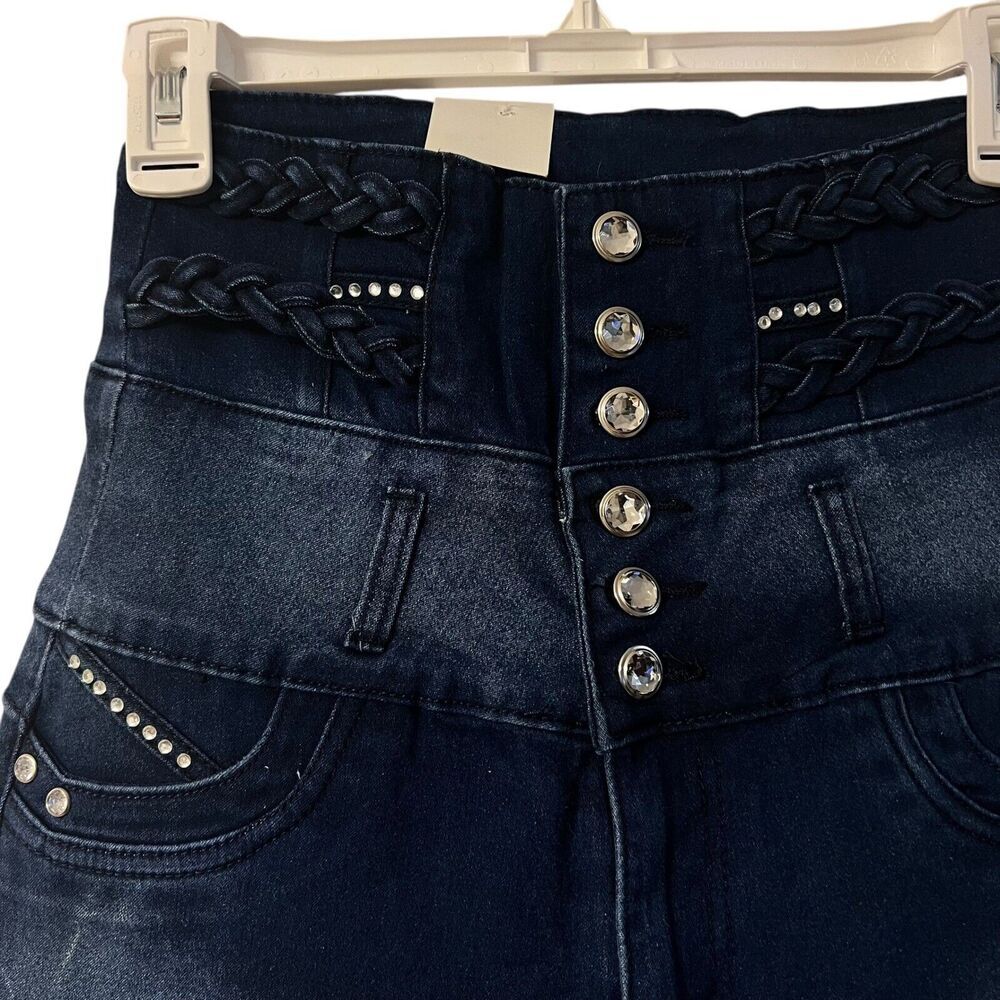 Danesi Jeans High Waist Butt Lifter Skinny Jeans Rhinestone Embellished Size 11 - Picture 10 of 15